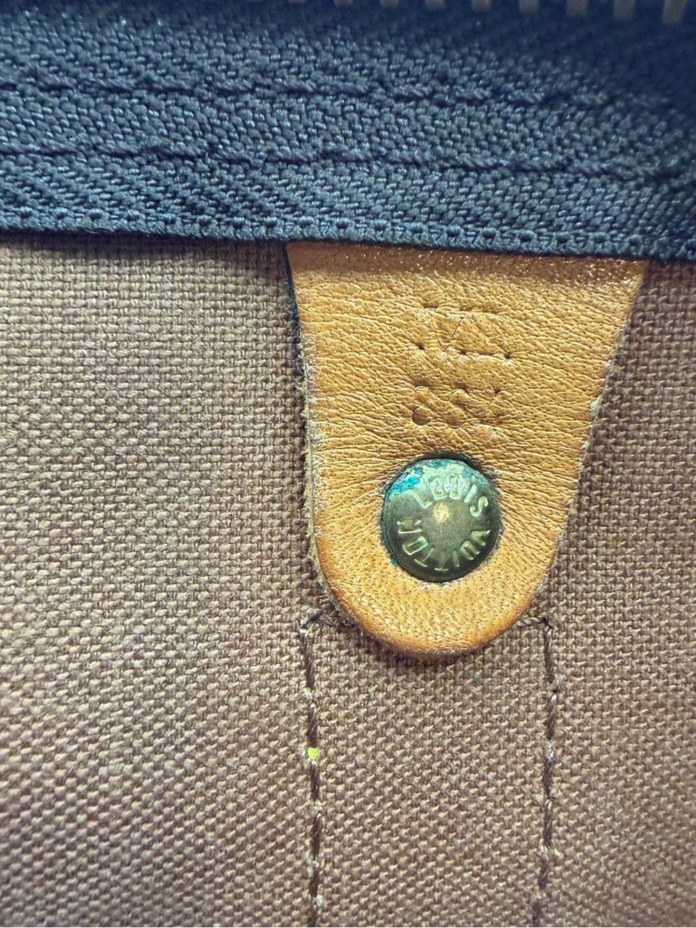 Louis Vuitton Brown Monogram Duffel with Tan Leather Accents
